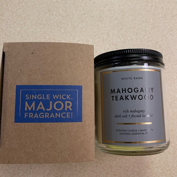 NWT Bath & Body Works Single Wick Candle MAHOGANY TEAKWOOD - Picture 2 of 3